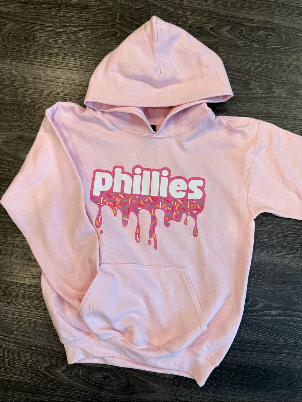 Youth M - New custo made Phillies Pink Kids Hoodie Sweatshirt